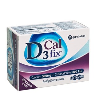 Picture of UNI-PHARMA D3 Fix Cal Calcium 500mg & Cholecalciferol 800 iu x20 Φακελίσκοι