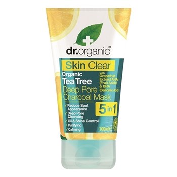 Picture of Dr. Organic Skin Clear Organic Tea Tree Deep Pore Charcoal Mask 100ml Μάσκα Προσώπου με ενεργό άνθρακα για Λιπαρές Επιδερμίδες