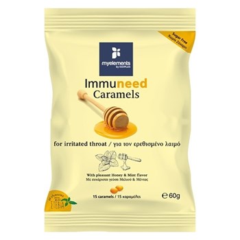 Picture of MyElements Immuneed Caramels 60gr Καραμέλες για τον Ερεθισμένο Λαιμό, με ευχάριστη γεύση Μελιού & Μέντας