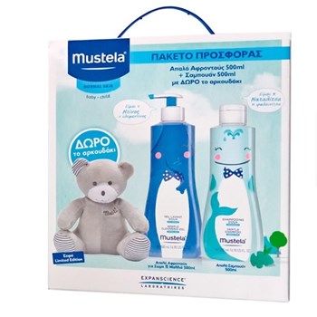 Picture of Mustela Gentle Cleansing Gel 500ml + Gentle Shampoo 500ml  ΠΑΚΕΤΟ ΠΡΟΣΦΟΡΑΣ  Απαλό Αφροντούς + ΜΑΖΙ Απαλό Σαμπουάν με ΔΩΡΟ Αρκουδάκι