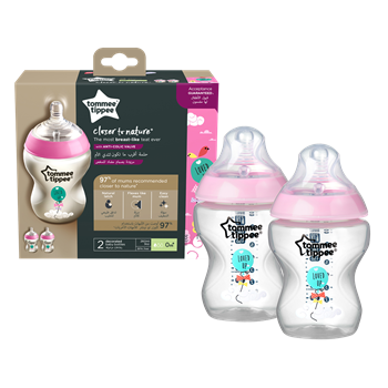 Picture of TOMMEE TIPPEE Closer To Nature μπιμπερό 260ml - μικρή ροή ροζ 2 τεμαχίων