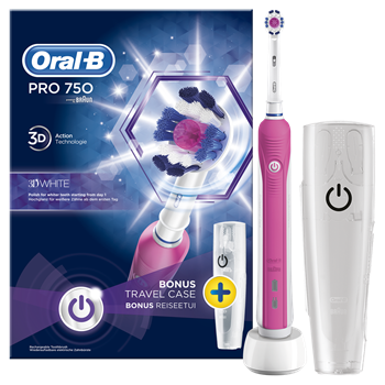 Picture of ORAL-B Pro 750 Pink 3D White + Travel Case