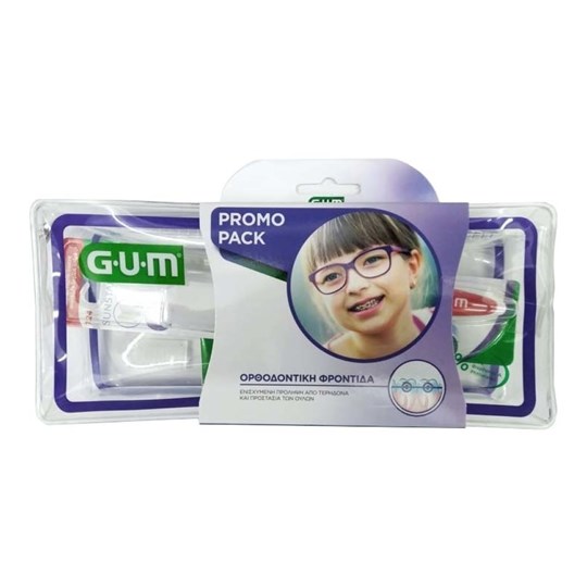 Picture of GUM Ortho Care Kit Ορθοδοντική Οδοντόβουρτσα (124), 1τμχ, Προτεμαχισμένο Κερί Ortho (723), 1τμχ, AftaClear Gel (2400), 2x2ml, Νήμα Ortho 3 σε 1 (3220) - Πράσινο 5τμχ