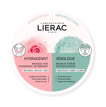 Picture of LIERAC Duo Masks Hydragenist Masque SOS Hydratant Oxygenant & Sebologie Masque Scrub Desincrustant 2x6ml