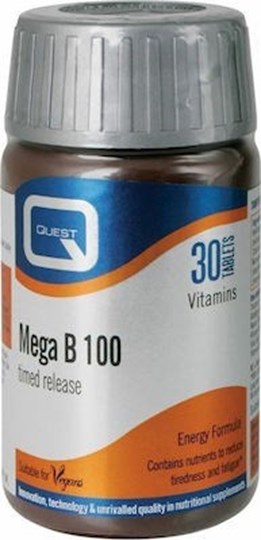 Picture of QUEST B COMPLEX Timed Release 30TABS (MEGA B 100 30 TABS)