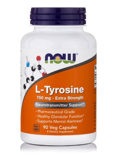 Picture of Now L-Tyrosine 750mg Extra Strength 90Veg Capsules