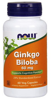 Picture of NOW GINKGO BILOBA 60mg 60Vcaps