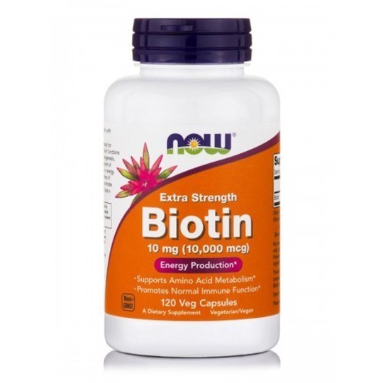 Picture of NOW Biotin 10 mg (10,000 mcg) 120 Veg Capsules