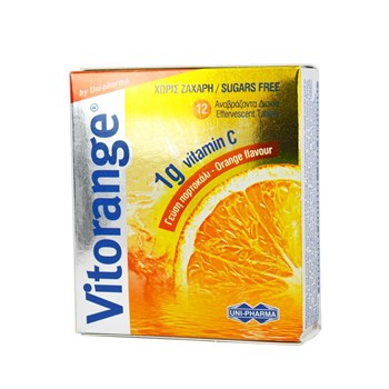 Picture of UNI-PHARMA Vitorange Vitamin C 1g Sugar Free 12 Αναβρ. Δισκία