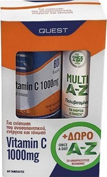 Picture of QUEST VITAMIN C 1000 MG 60 TABS TIMED RELEASE + Once A Day Multi A-Z Δωρο