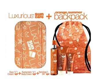 Picture of Intermed Set Luxurious Sun Care Face Cream SPF50 75ml + Sunscreen Body Cream SPF30 200ml + Tanning Oil SPF6 200ml + Δώρο Orange Summer Backpack 1τμχ