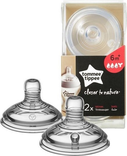 Picture of Tommee Tippee Θηλές σιλικόνης Closer to Nature - με κοπή σε σχήμα Y 6m+