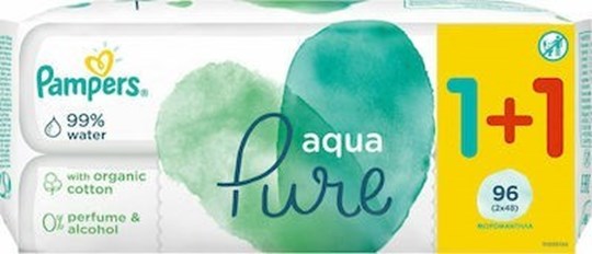 Picture of Pampers Pure Aqua 48 τεμάχια 1+1 Δώρο (96 μωρομάντηλα)