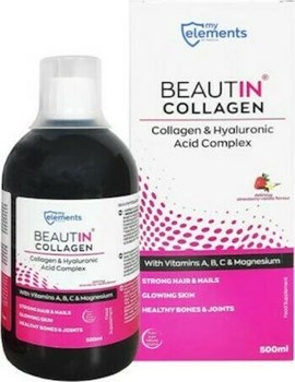 Picture of Myelements Beautin Collagen & Hyaluronic with Vitamins A,B,C & Magnesium 500ml Φράουλα-Βανίλια