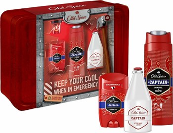 Picture of Old Spice Set Captain Deodorant Stick 50ml + Old Spice Captain Shower Gel + Shampoo 250ml + Old Spice Captain After Shave Lotion 100ml ΔΩΡΟ Μεταλλικό Κουτί
