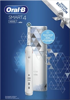 Picture of Oral-B Smart 4 4500 Design Edition Ηλεκτρική Οδοντόβουρτσα με Χρονομετρητή και Αισθητήρα Πίεσης White & Travel Case
