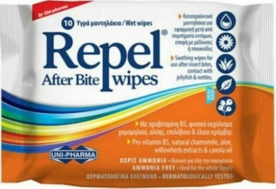 Picture of Uni-Pharma Repel After Bite Wipes 10τμχ