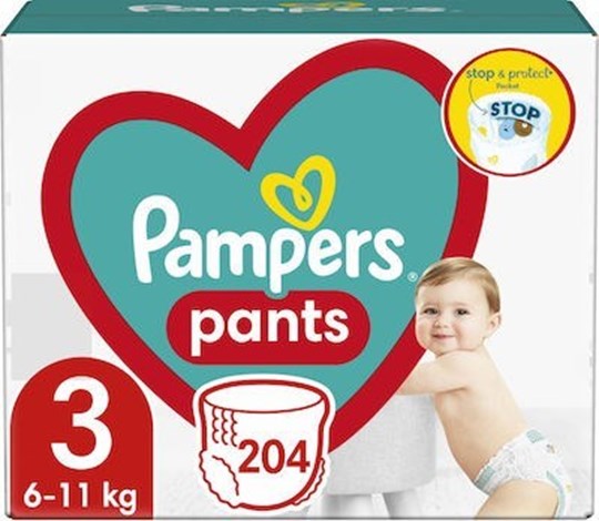 Picture of Pampers Πάνες Βρακάκι Pants No. 3 για 6-11kg 204τμχ