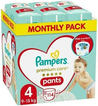 Picture of Pampers Πανες Premium Care Pants Monthly Πάνες-Βρακάκι Νo 4  (9 - 15kg) 114τμχ