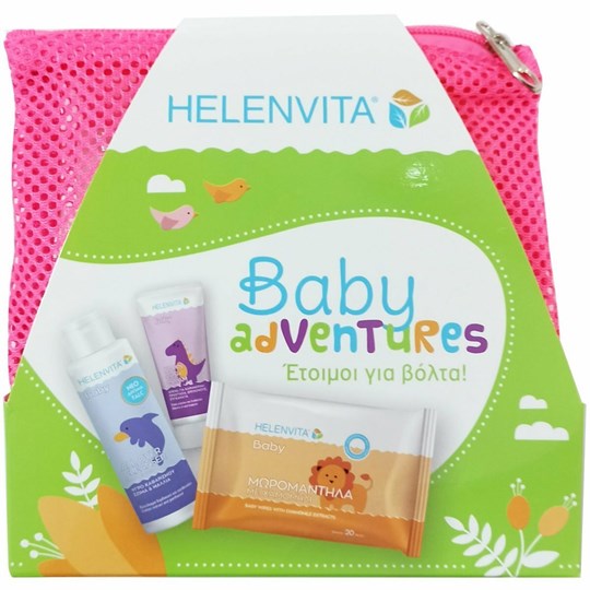 Picture of Helenvita Promo Baby Adventures Baby All Over Cleanser 100ml & Baby Nappy Rash Cream 20ml & Baby Wipes 20 τμχ & Νεσεσέρ 23τμχ ΦΟΥΞΙΑ