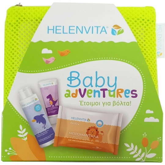 Picture of Helenvita Promo Baby Adventures Baby All Over Cleanser 100ml & Baby Nappy Rash Cream 20ml & Baby Wipes 20 τμχ & Νεσεσέρ 23τμχ Λαχανί