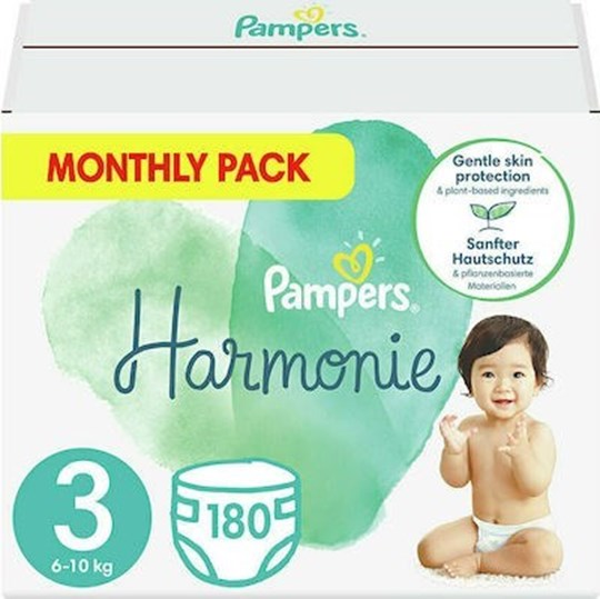 Picture of Pampers Πάνες με Αυτοκόλλητο Harmonie No. 3 για 6-10kg 180τμχ