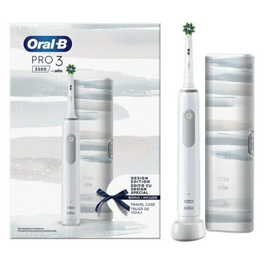 Picture of Oral-B Pro 3 3500 Ηλεκτρική Οδοντόβουρτσα με Αισθητήρα Πίεσης και Θήκη Ταξιδίου White Edition