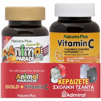 Picture of Nature's Plus Animal Parade Gold 60 μασώμενες ταμπλέτες & Vitamin C 90 ταμπλέτες με Δώρο μια τσάντα