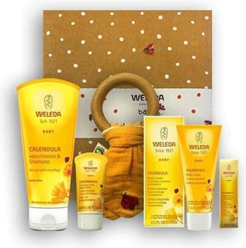 Picture of Weleda Calendula Gift Set Baby με Σαμπουάν 200ml & Αφρόλουτρο Καλέντουλας 200ml & Κρέμα Καλέντουλας αλλαγής Πάνας 75ml & Οικολογικό Μασητικό & Travel Size Προϊόντα 5τμχ