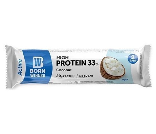 Picture of Born Winner Active High Protein Μπάρες με 33% Πρωτεΐνη & Γεύση Coconut 2x30gr