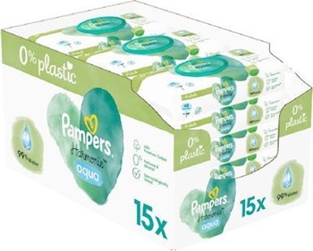 Picture of Pampers Harmonie Aqua Μωρομάντηλα με 99% Νερό, χωρίς Οινόπνευμα & Άρωμα 15x48τμχ