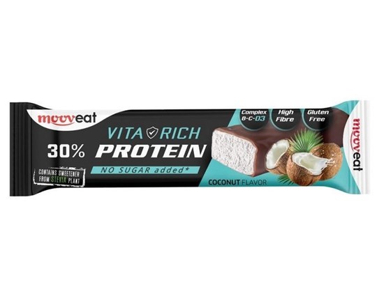 Picture of Mooveat Vita-Rich Protein 30% +Vitamins Bar 80gr Coconut 60gr