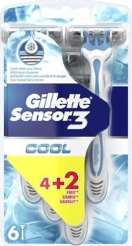 Picture of Gillette Sensor 3 Cool Ξυραφάκια μιας Χρήσης με 3 Λεπίδες και Λιπαντική Ταινία 6τμχ