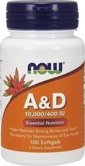 Picture of Now Foods Vitamin A & D 10.000 IU A / 400 IU D-3 100 μαλακές κάψουλες