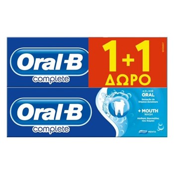 Picture of ORAL-B Complete Φθοριούχος Oδοντόκρεμα + Στοματικό Διάλυμα με Γεύση Μέντα 75ml 1+1 Δώρο