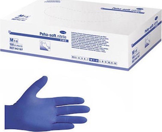 Picture of Hartmann Peha-Soft Fino Γάντια Νιτριλίου Χωρίς Πούδρα σε Μπλε Χρώμα 150τμχ Medium