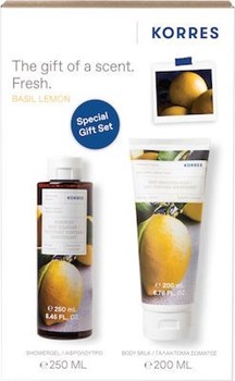Picture of Korres Promo Basil Lemon με Body Cleanser Αφρόλουτρο, 250ml & Βody Smoothing Milk Γαλάκτωμα Σώματος, 200ml, 1σετ