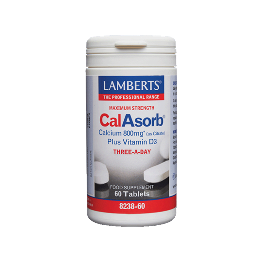 Picture of Lamberts Maximum Strength CalAsorb Calcium (as Citrate) 800mg Plus Vitamin D3 800mg 60 ταμπλέτες