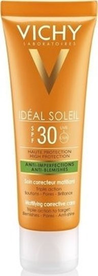 Picture of Vichy Ideal Soleil Anti Imperfections Anti Blemishes Αδιάβροχη Αντηλιακή Κρέμα Προσώπου SPF30 50ml