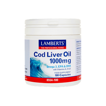 Picture of Lamberts COD LIVER OIL 1000MG 180CAPS  (Ω3&VIT.A,D&E)