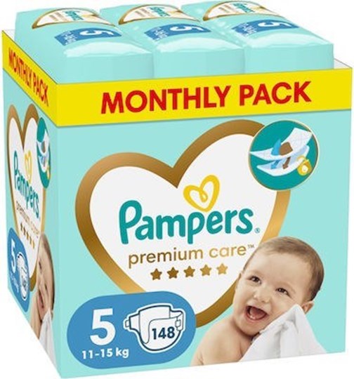 Picture of Pampers Premium Care Πάνες με Αυτοκόλλητο No. 5 για 11-15kg 148τμχ