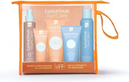 Picture of ntermed Set Luxurious SunCare Face & Body High Protection Pack Sun Protection SPF30 Body Cream 200ml + High Protection SPF50 Face Cream 75ml + Tanning Oil SPF6 200ml + Hydrating Antioxidant Face & Body Spray Mist 200ml + After Sun Face & Body Cooling Gel