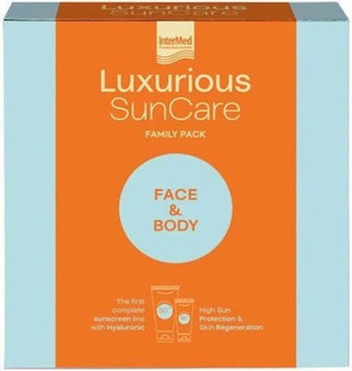 Picture of Intermed Luxurious Suncare Family Pack Σετ με Αντηλιακή Κρέμα Προσώπου spf50 75ml & Αντηλιακό Γαλάκτωμα Σώματος spf50 200ml