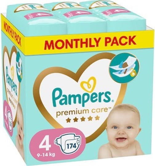 Picture of Pampers Premium Care Πάνες με Αυτοκόλλητο No. 4 για 9-14kg 174τμχ