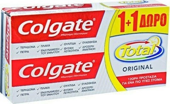 Picture of Colgate Total Original Οδοντόκρεμα για Ευαίσθητα Δόντια , Ουλίτιδα , Πλάκα & Τερηδόνα (2x75ml) 150ml