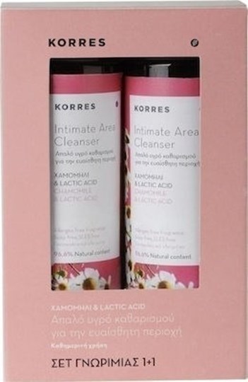 Picture of Korres Chamomile & Lactic Acid Intimate Area Cleanser Υγρό Καθαρισμού με Χαμομήλι και Αλόη 2 x 250ml 1+1 δώρο