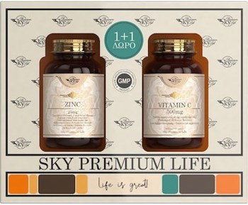 Picture of Sky Premium Life Zinc 25mg & Vitamin C 500mg 60 ταμπλέτες & 60 ταμπλέτες