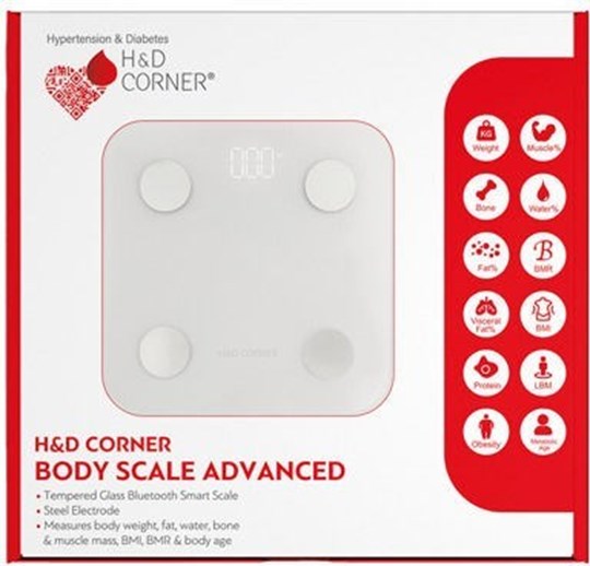 Picture of H&D Corner Body Scale Advanced Ζυγαριά για Μέτρηση Σωματικού Λίπους με Γυαλί Λευκό 1 Τεμάχιο