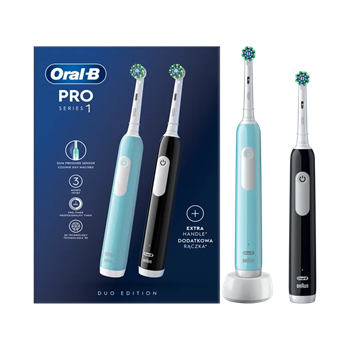 Picture of Oral-B Pro 1  Black-blue Edition Cross Action Ηλεκτρική Οδοντόβουρτσα με Χρονομετρητή και Αισθητήρα Πίεσης 2τμχ