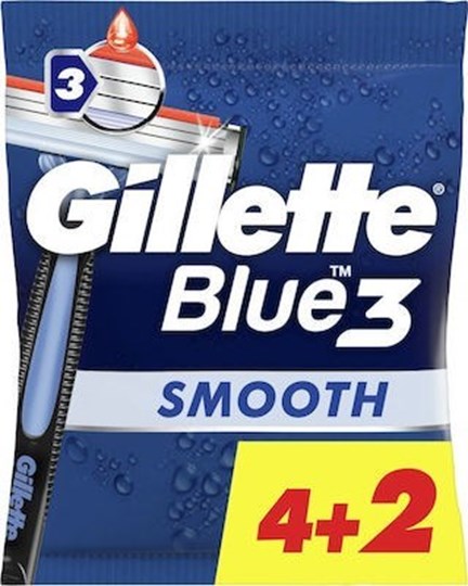 Picture of Gillette Blue 3 Smooth Ξυραφάκια μιας Χρήσης με 3 Λεπίδες και Λιπαντική Ταινία (4+2 Δώρο) 6τμχ